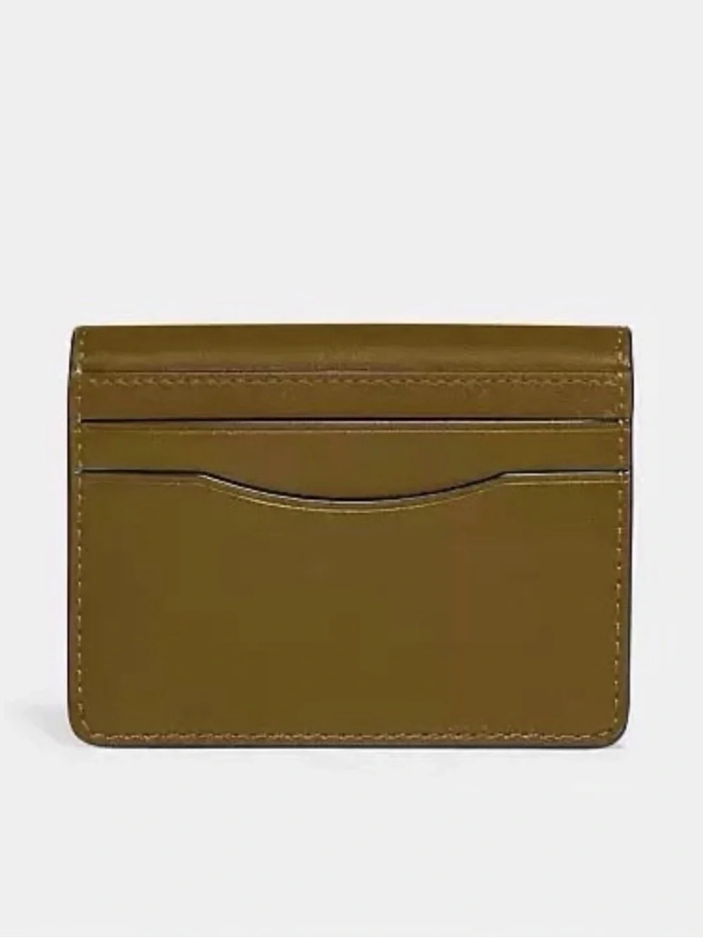 Coach Bandit Card Case Wallet in Brass/Muted Olive Luxe Refined Calf Leather NWT
